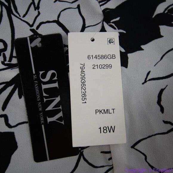 NEW SLNY floral print tie neck color block sleeveless‎ dress, 18W - Picture 16 of 16